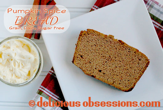 Pumpkin Spice Bread Recipe (gluten, grain, dairy, sugar free)