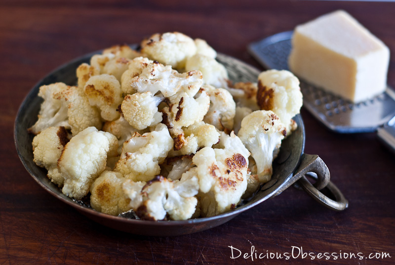 Roasted Cauliflower with Olive Oil, Garlic and Parmesan