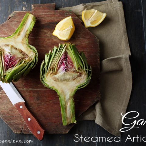 Garlicky Steamed Artichokes // deliciousobsessions.com