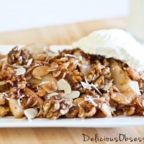 Warm Chinese Pears With Cinnamon and Nuts Recipe // deliciousobsessions.com #realfood #dessert