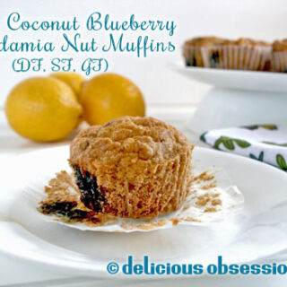 Lemon Coconut Blueberry Macadamia Nut Muffins (Dairy, Sugar, Grain, and Gluten-Free)