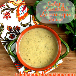 Cream of asparagus, celery, and zucchini soup (dairy and gluten free) | www.deliciousobsessions.com