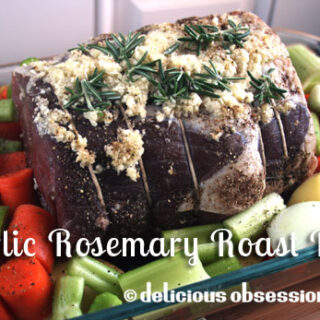 Grass-fed Garlic Rosemary Roast Beef Recipe | www.deliciousobsessions.com