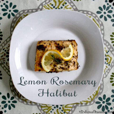 Lemon Rosemary Alaskan Halibut Recipe | deliciousobsessions.com