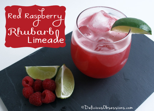 Red Raspberry Rhubarb Limeade Recipe | deliciousobsessions.com