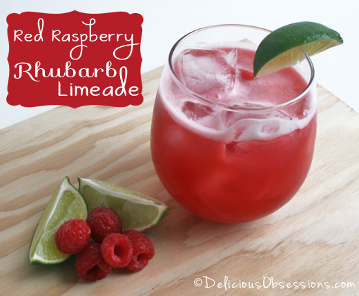 Red Raspberry Rhubarb Limeade Recipe | deliciousobsessions.com