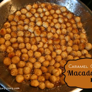 Caramel Glazed Candied Macadamia Nuts Recipe | deliciousobsessions.com