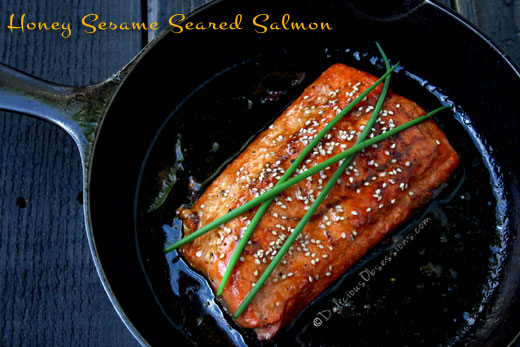 Honey Sesame Seared Salmon Recipe | deliciousobsessions.com