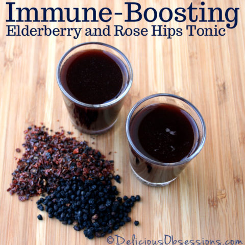 Immune-Boosting Elderberry and Rose Hips Tonic // deliciousobsessions.com