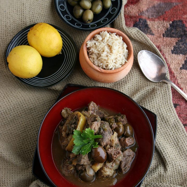 Slow Cooker Mutton Tagine with Lemon And Olives // deliciousobsessions.com #paleo #realfood #slowcooker