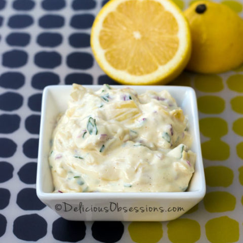 Lemon Artichoke Mayonnaise Recipe (gluten free, dairy free, Paleo / Primal) // deliciousobsessions.com