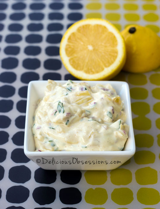 Lemon Artichoke Mayonnaise Recipe (gluten free, dairy free, Paleo / Primal) // deliciousobsessions.com