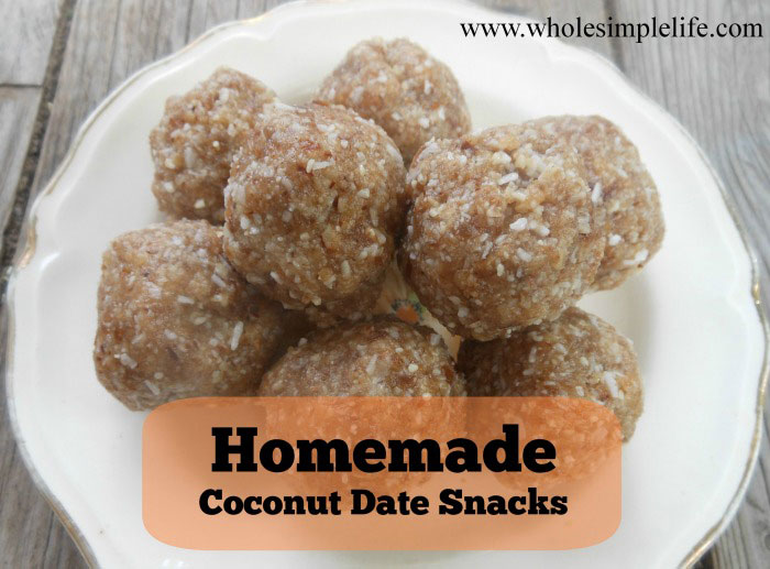 Homemade Coconut Date Snacks (grain, gluten, dairy free)