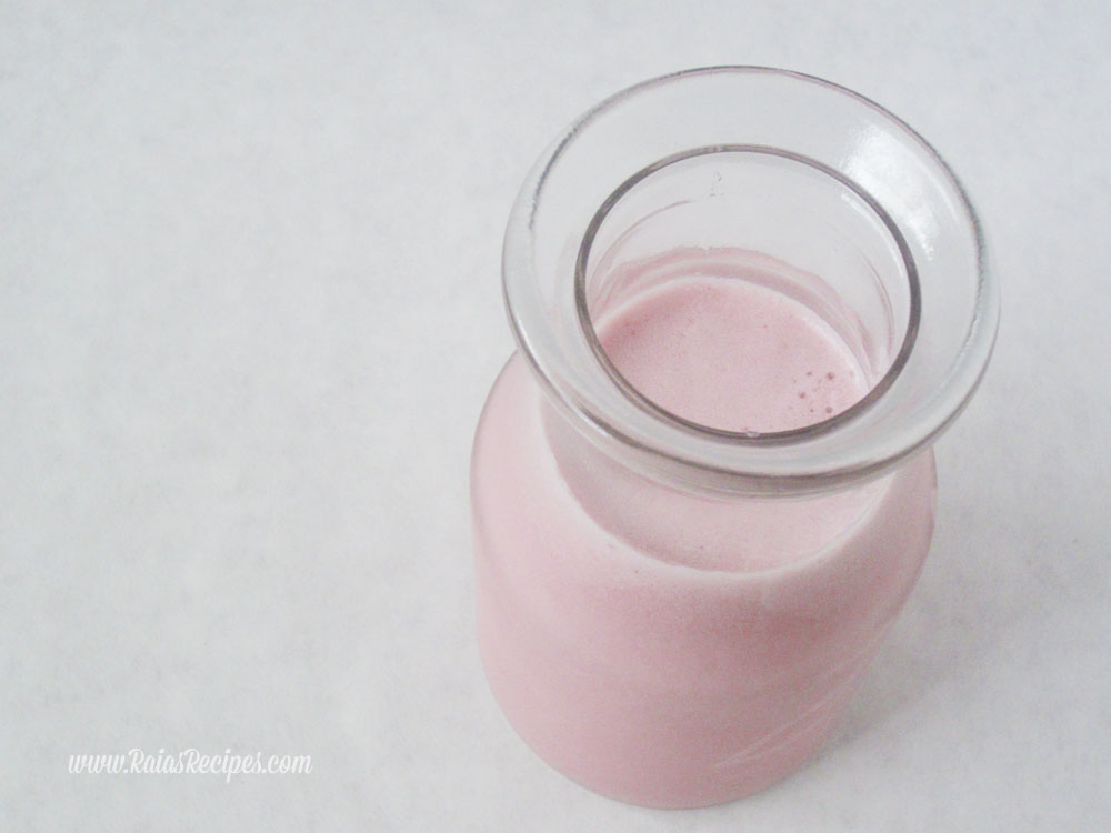 Homemade Dairy-Free Strawberry Milk // deliciousobsessions.com and Raia's Recipes
