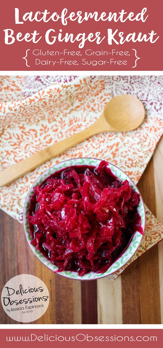 Lactofermented Beet Ginger Sauerkraut :: Gluten-Free, Grain-Free, Dairy-Free // deliciousobsessions.com