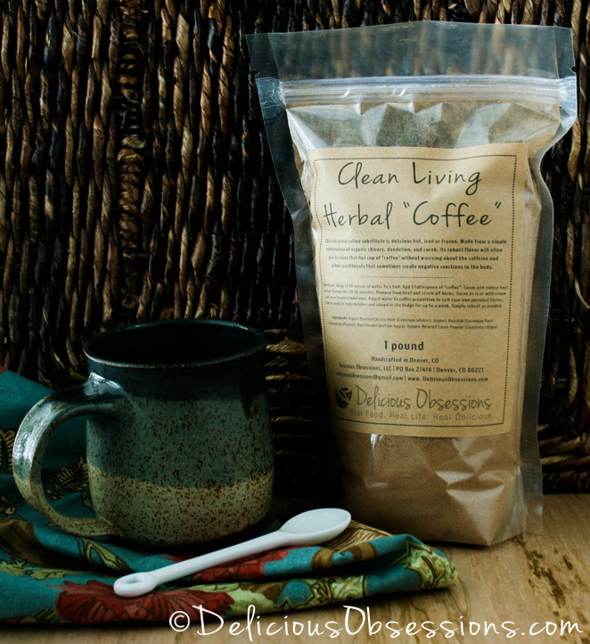 Clean Living Certified Organic Herbal “Coffee” Blend - Caffeine Free, a great sub for regular coffee // deliciousobsessions.com
