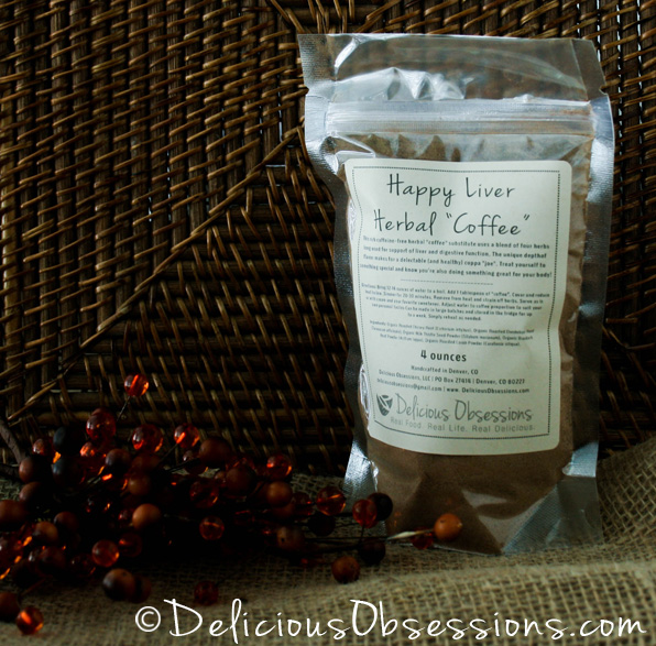 Happy Liver Certified Organic Herbal “Coffee” Blend - Caffeine Free, a great sub for regular coffee  // deliciousobsessions.com