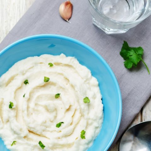 Whipped Cauliflower Puree (aka. Faux Mashed Potatoes) :: Gluten-Free, Grain-Free, Dairy-Free Option // deliciousobsessions.com