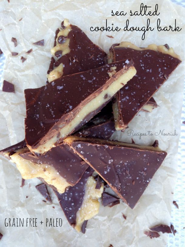 Sea Salted Cookie Dough Bark :: Paleo, Gluten-Free, Grain-Free, Egg-Free // DeliciousObsessions.com