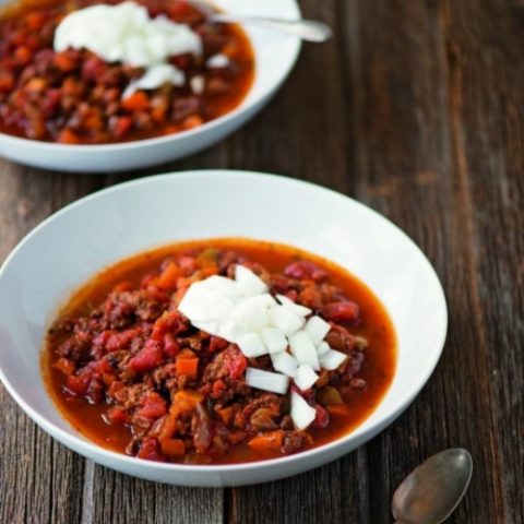 Slow Cooker Beef Chili from Down South Paleo :: Paleo, Gluten-Free, Grain-Free, Dairy-Free // deliciousobsessions.com