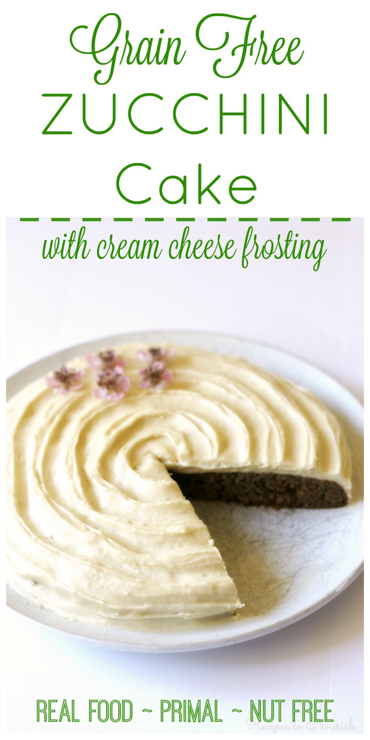 Grain Free Zucchini Cake with Cream Cheese Frosting | Delicious Obsessions