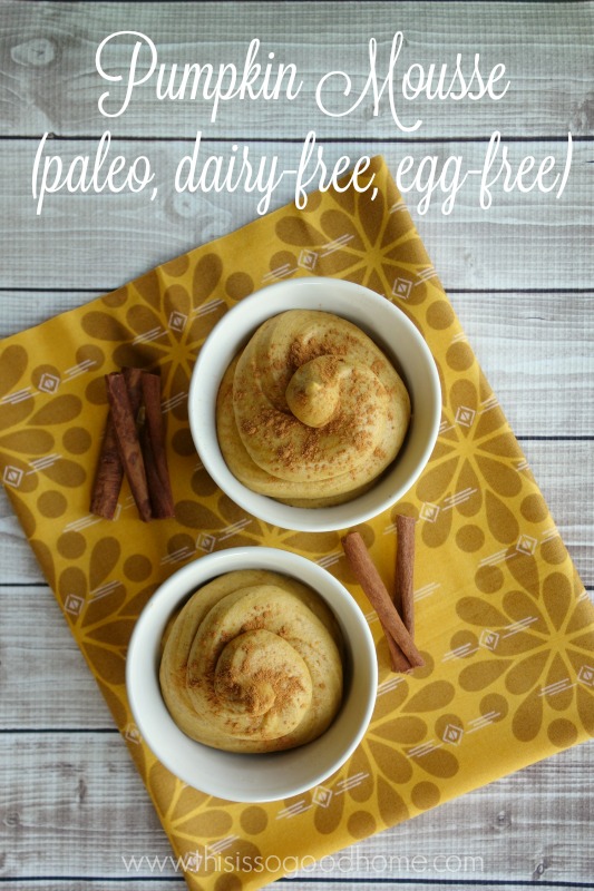 A light and delicious Pumpkin Mousse that is Paleo-friendly, dairy-free, and egg-free. Perfect for a sweet treat or an elegant dessert! // deliciousobsessions.com
