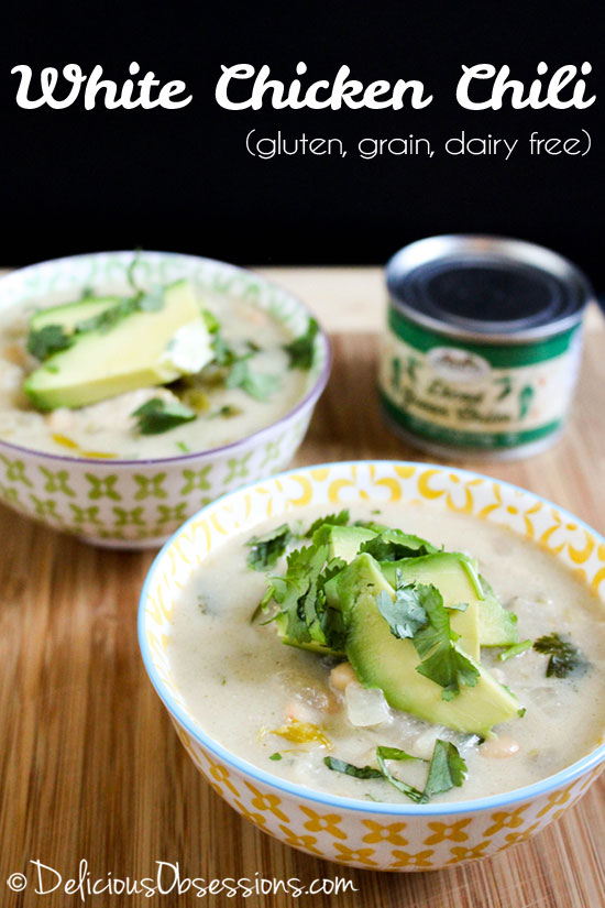 White Chicken Chili :: Gluten-Free, Grain-Free, Dairy-Free // deliciousobsessions.com