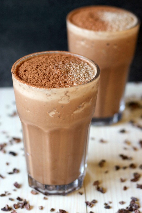 Healthy Chocolate Peanut Butter Protein Shake // deliciousobsessions.com