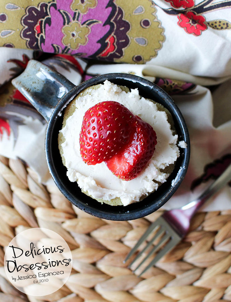 Easy Vanilla Mug Cake :: Gluten-Free, Grain-Free, Dairy-Free, Refined Sugar-Free // deliciousobsessions.com