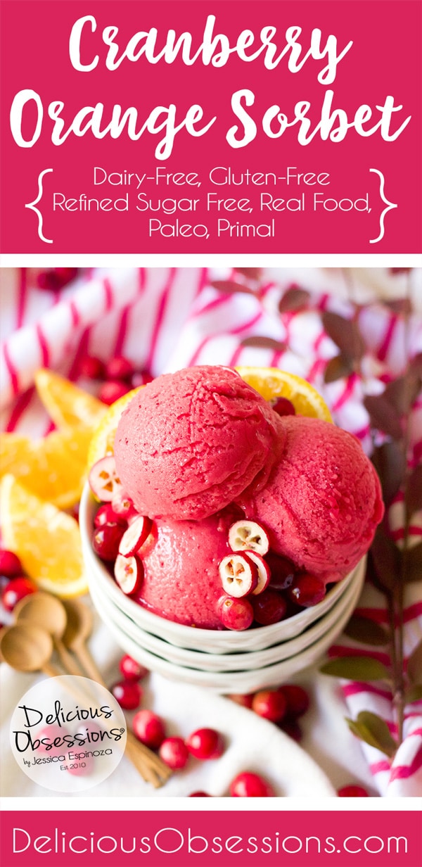 Cranberry Orange Sorbet :: Gluten-Free, Grain-Free, Dairy-Free // deliciousobsessions.com