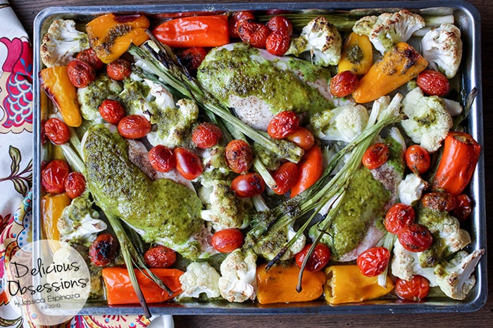 Garlic Basil Sheet Pan Chicken :: Gluten-Free, Grain-Free, Dairy Free // deliciousobsessions.com