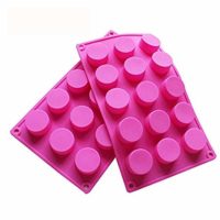 BAKER DEPOT 15 Holes Cylinder Silicone Mold for Handmade soap Jelly Pudding Cake Baking Tools Biscuit Cookie Molds Hole Dia: 1.58 inch Vol: 20ml Set of 2