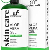 ArtNaturals Organic Aloe Vera Gel - for Face, Hair and Body - 100% Pure Natural and Cold Pressed - for Sun Burn, Eczema, Bug or Insect Bites, Dry Damaged Aging skin, Razor Bumps and Acne - 12 oz.