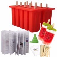 Homemade Popsicle Molds Shapes, Food Grade Silicone Frozen Ice Popsicle Maker BPA-Free, with 50 Popsicle Sticks 50 Popsicle Bags Silicone Funnel and Ice Pop Recipe Book