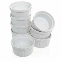 Set of 8,4 oz Porcelain Ramekins Bakeware Set, White Porcelain Baking Cups for Pudding, Creme Brulee, Custard Cups and Souffle Dishes, Durable 4 ounce Ramekins for Baking, Cooking, Serving and More