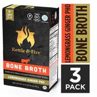 Lemongrass Ginger Pho Beef Bone Broth by Kettle and Fire, Pack of 3, Keto Diet, Paleo Friendly, Whole 30 Approved, Gluten Free, with Collagen, 10g of protein, 16.9 fl oz