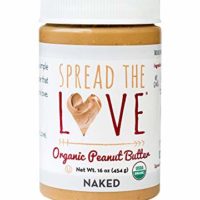Spread The Love NAKED Organic Peanut Butter, 16 Ounce (Organic, All Natural, Vegan, Gluten-free, Creamy, Dry-Roasted, No added salt, No added sugar, No palm oil)