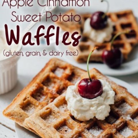 Apple Cinnamon Sweet Potato Waffles (gluten, grain, and dairy free)