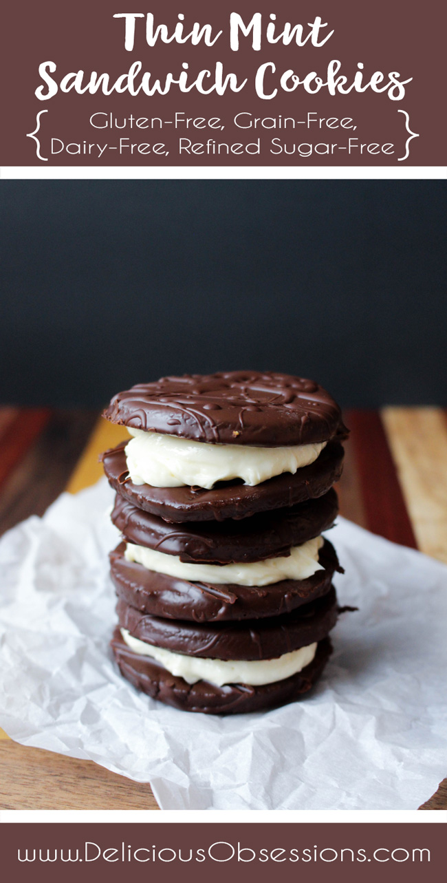 "Thin Mint"® Sandwich Cookies :: Gluten-Free, Grain-Free, Dairy-Free, Refined Sugar-Free // deliciousobsessions.com