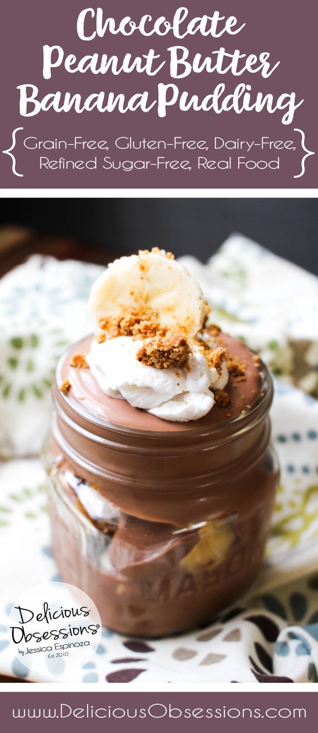 Chocolate Peanut Butter Banana Pudding :: Gluten-Free, Grain-Free, Dairy-Free, Refined Sugar-Free // deliciousobsessions.com