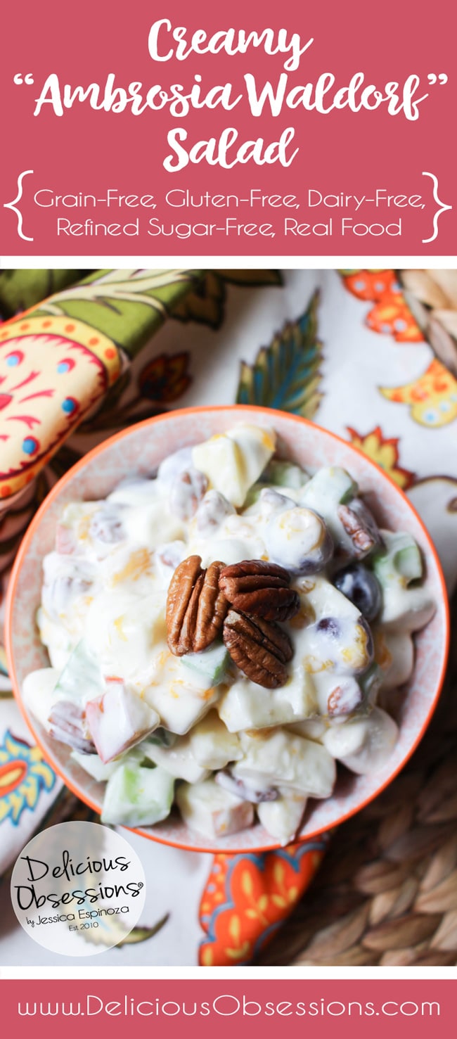 Creamy “Ambrosia Waldorf” Salad :: Gluten-Free, Grain-Free, Dairy-Free, Refined Sugar-Free // deliciousobsessions.com