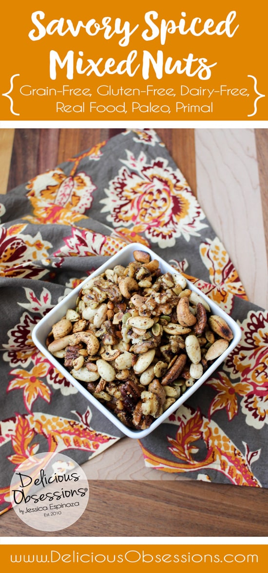 Savory Spiced Mixed Nuts :: Gluten-Free, Grain-Free, Dairy-Free Option // deliciousobsessions.com