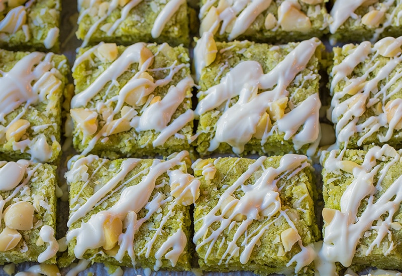 Coconut Matcha Macadamia Bars with White Chocolate Glaze :: Gluten-Free, Grain-Free, Dairy-Free, Refined Sugar-Free