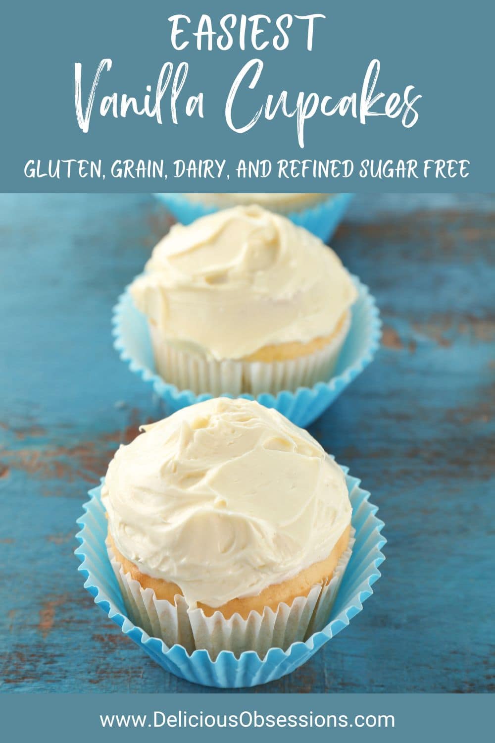 Easiest Vanilla Cupcakes :: Gluten-Free, Grain-Free, Dairy-Free, Refined Sugar Free // www.deliciousobsessions.com